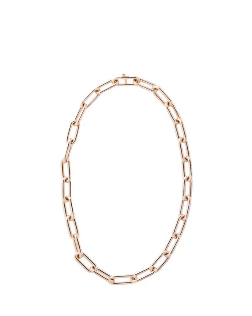 SIDNEY GARBER 18K Yellow Gold Elliptic Link Necklace with Peridot Clasp, 18"L | Image 1 SIDNEY GARBER 18K Yellow Gold Elliptic Link Necklace with Peridot Clasp, 18"L | Image 1