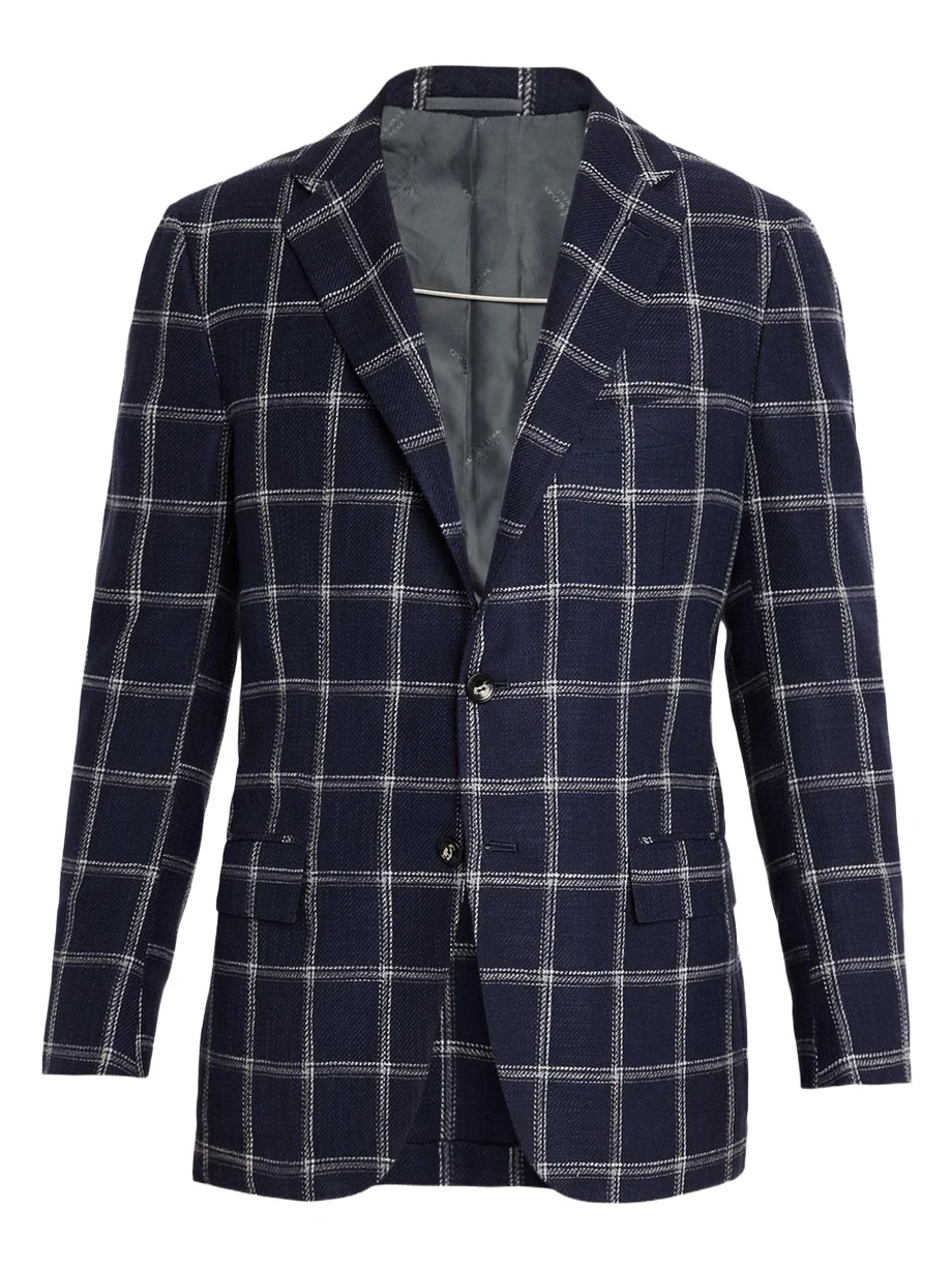 Men's Windowpane Silk, Cotton and Cashmere Sport Coat Men's Windowpane Silk, Cotton and Cashmere Sport Coat
