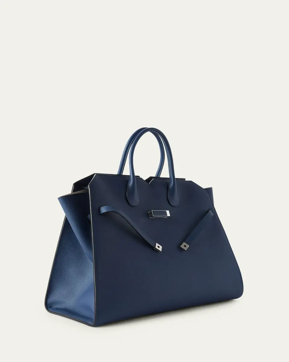 Valextra Men's Milano Large Millepunte Calfskin Top-Handle Bag | Thumbnail 2 Valextra Men's Milano Large Millepunte Calfskin Top-Handle Bag | Thumbnail 2
