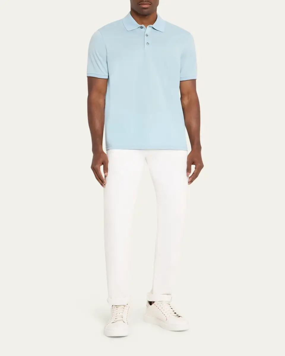 Kiton en's Cotton Rib Polo Shirt | Thumbnail 2