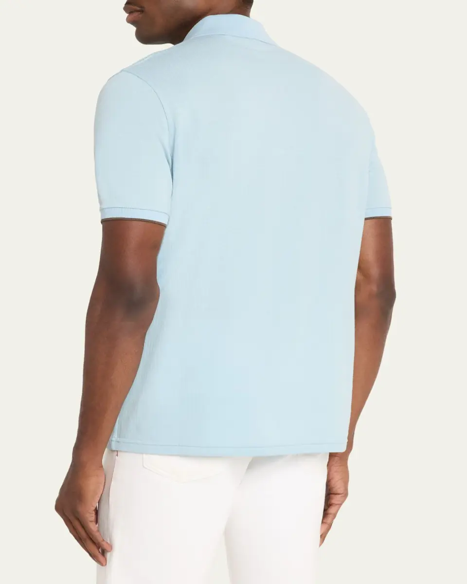 Kiton en's Cotton Rib Polo Shirt | Thumbnail 3