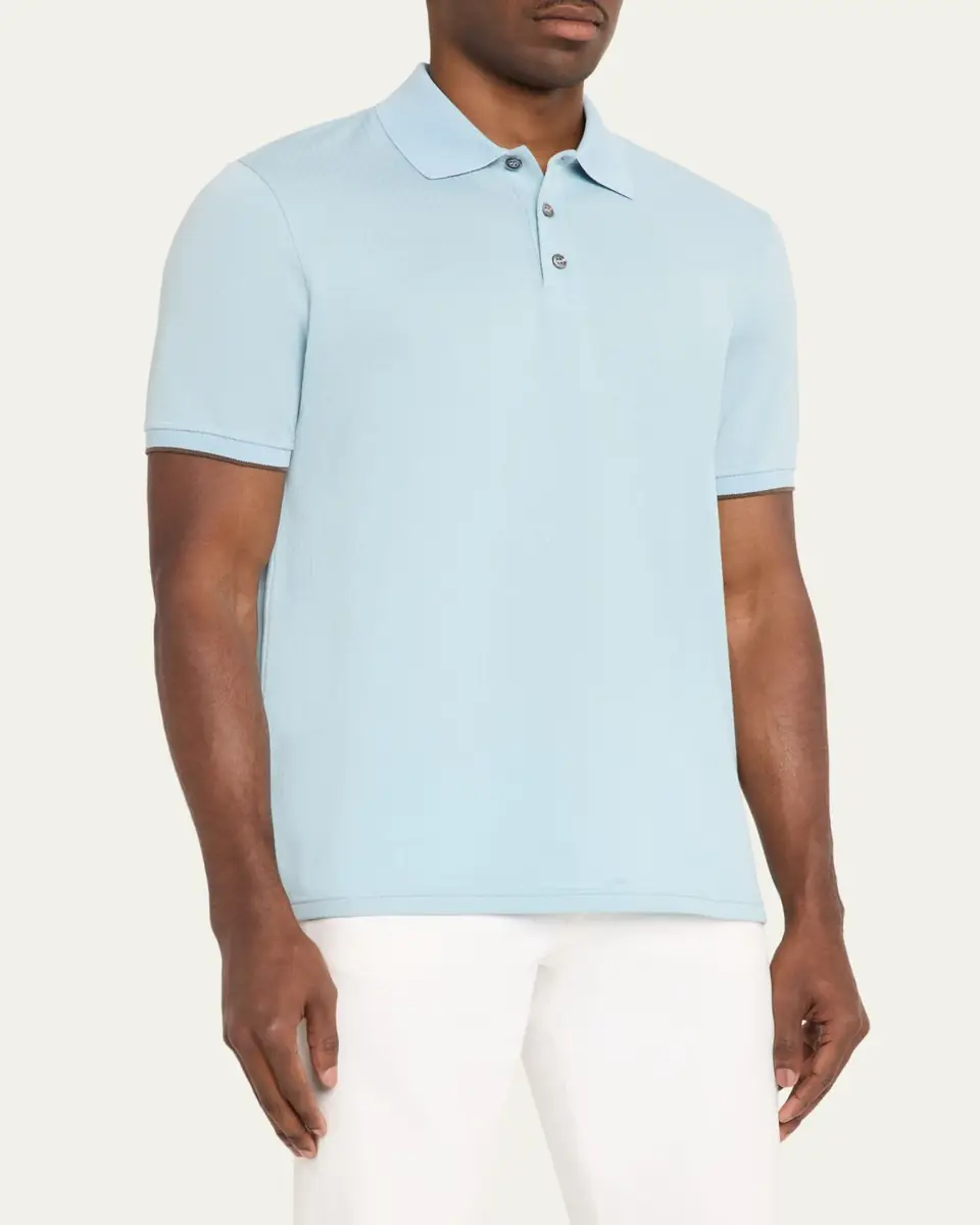 Kiton en's Cotton Rib Polo Shirt | Thumbnail 4