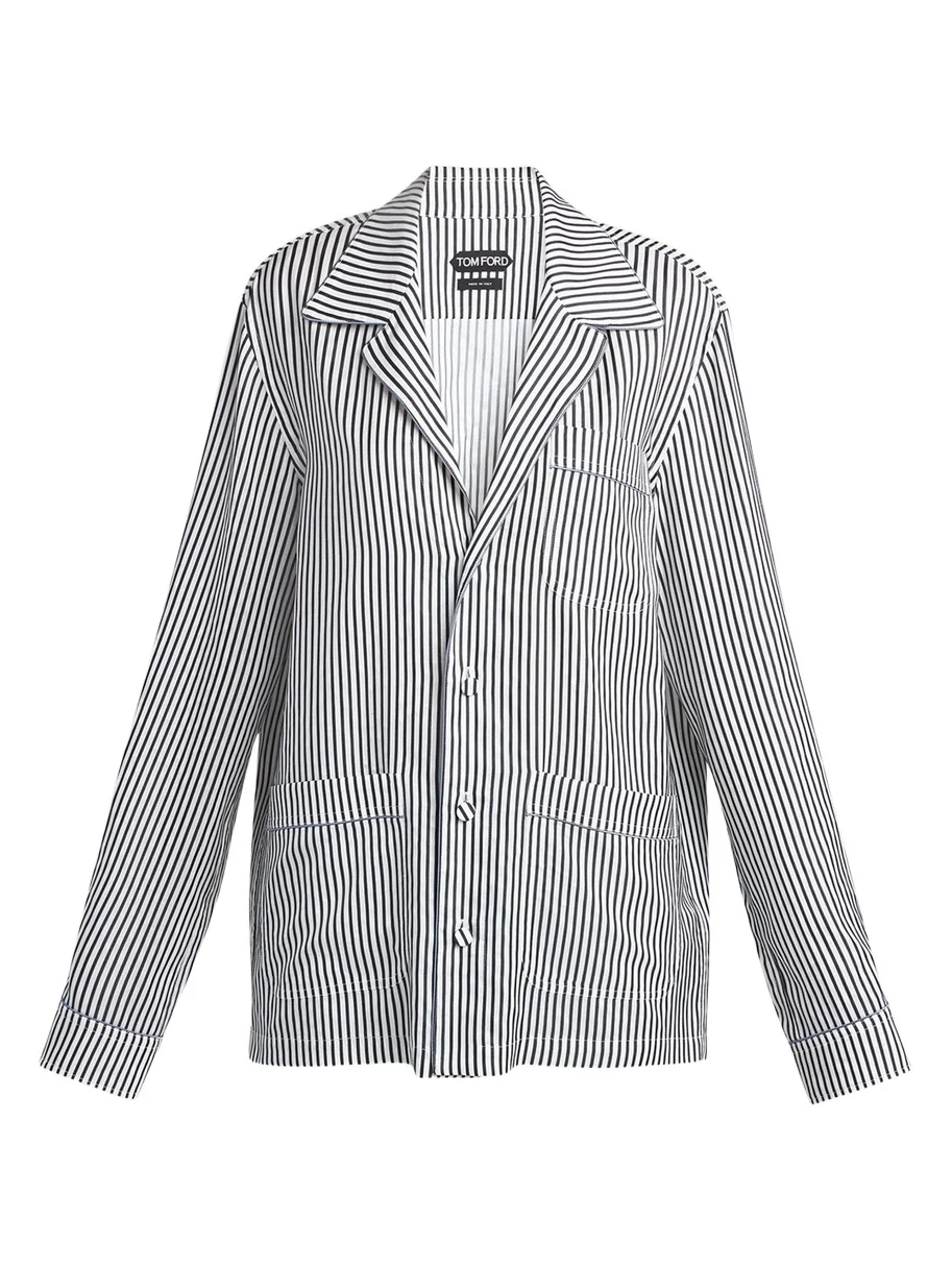 Striped Silk Pajama Shirt Striped Silk Pajama Shirt