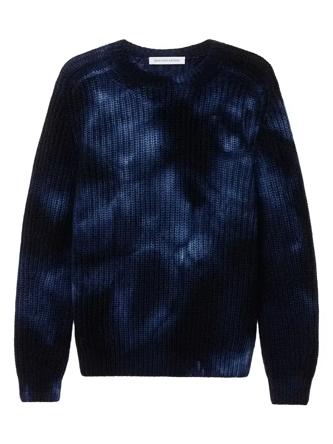 Men's Stonewashed Cashmere Rib-Knit Crewneck Sweater