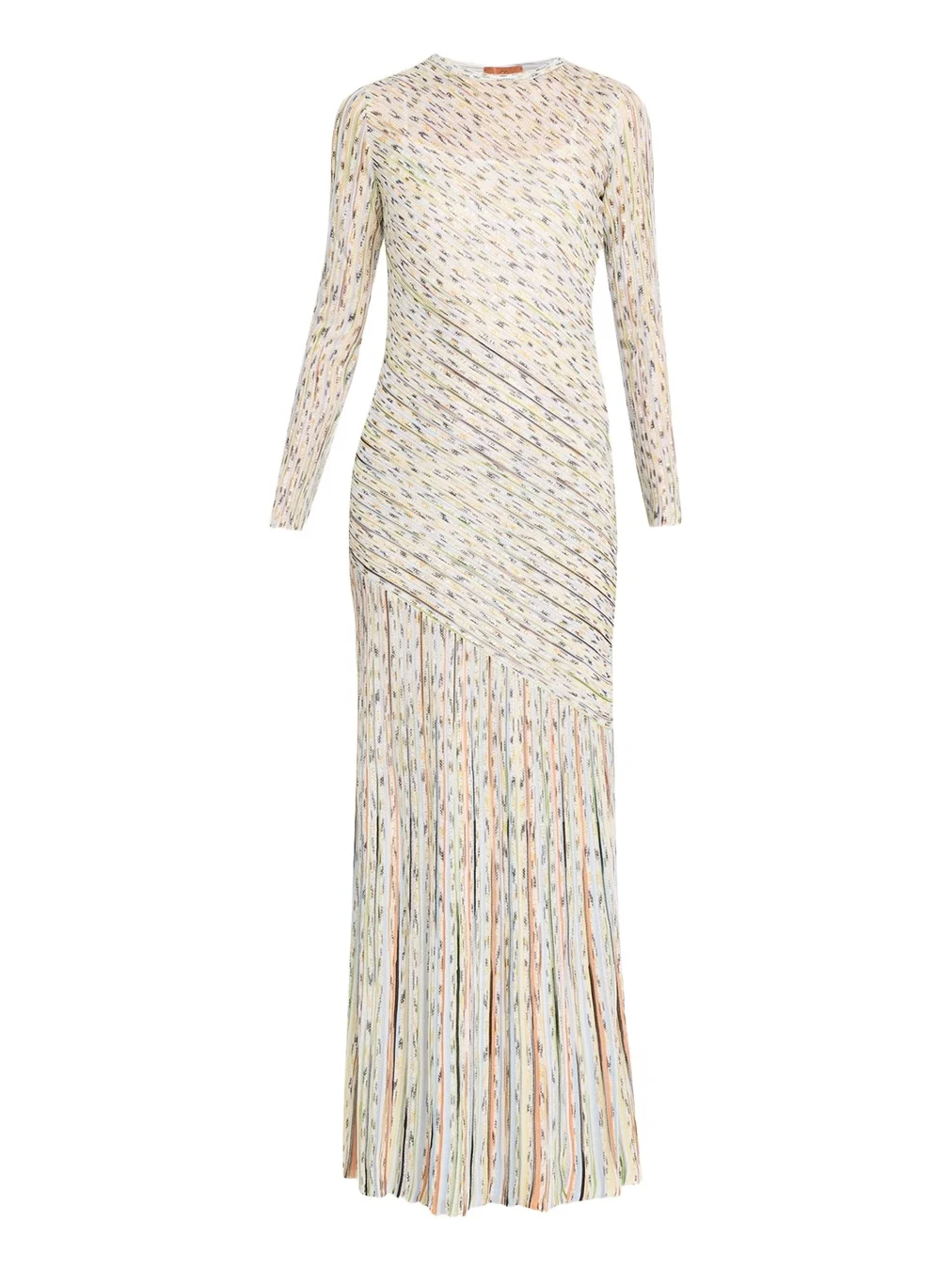 Draped Striped Sequined Maxi Dress