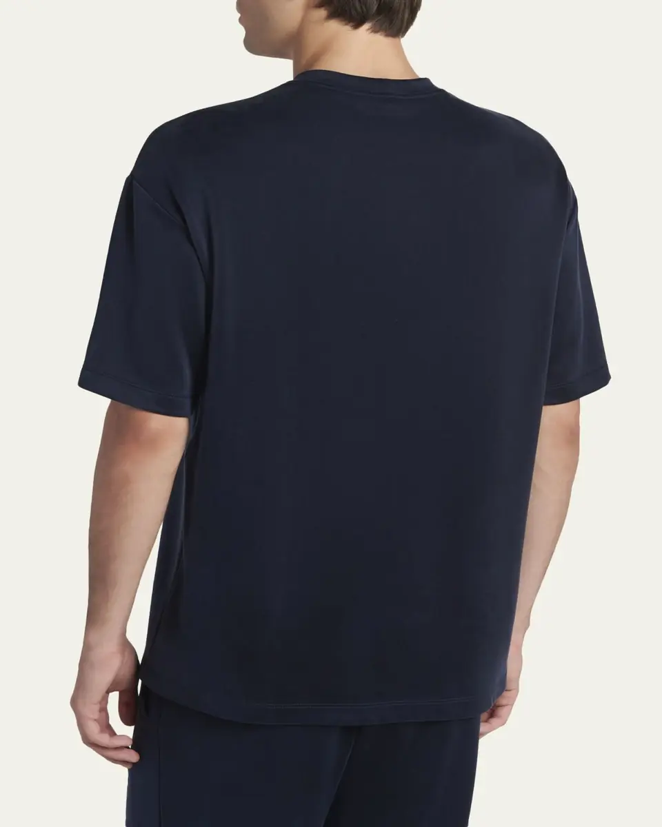 Giorgio Armani Men's Nylon and Cupro Crewneck T-Shirt | Thumbnail 3 Giorgio Armani Men's Nylon and Cupro Crewneck T-Shirt | Thumbnail 3
