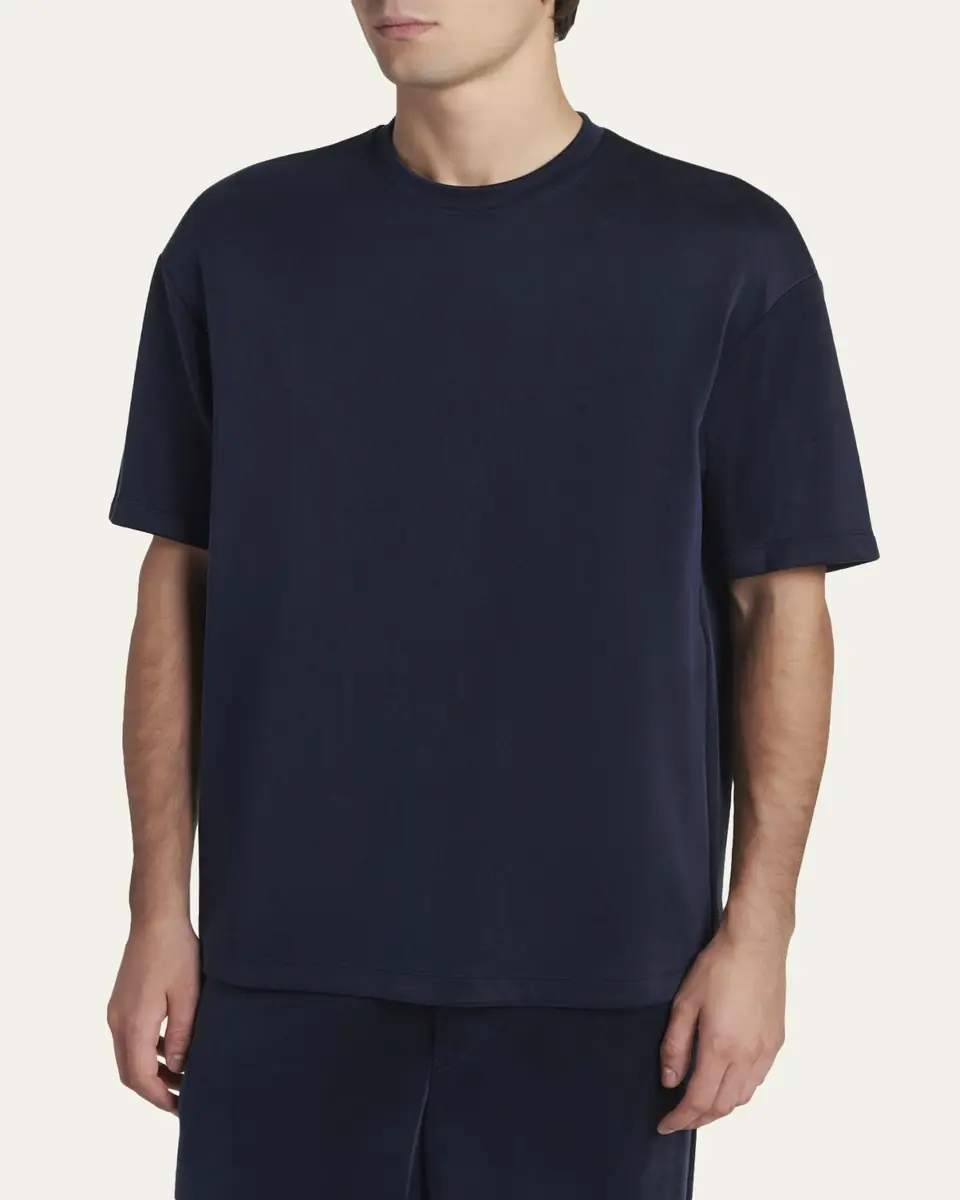 Giorgio Armani Men's Nylon and Cupro Crewneck T-Shirt | Thumbnail 4 Giorgio Armani Men's Nylon and Cupro Crewneck T-Shirt | Thumbnail 4
