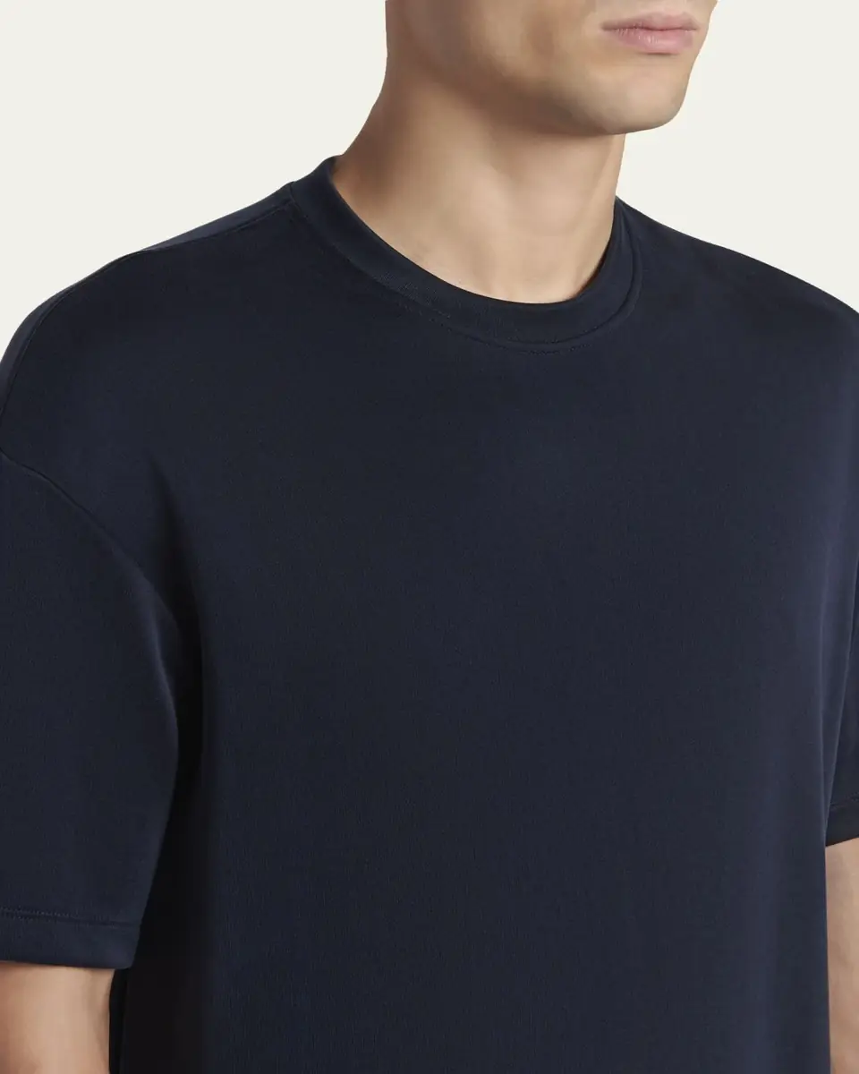 Giorgio Armani Men's Nylon and Cupro Crewneck T-Shirt | Thumbnail 5 Giorgio Armani Men's Nylon and Cupro Crewneck T-Shirt | Thumbnail 5