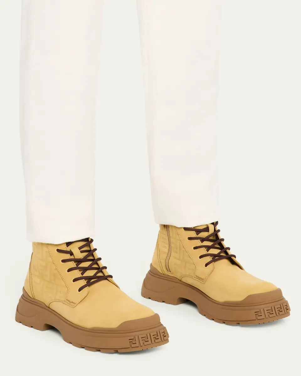 Fendi Men's FF Nubuck Combat Boots | Thumbnail 2 Fendi Men's FF Nubuck Combat Boots | Thumbnail 2