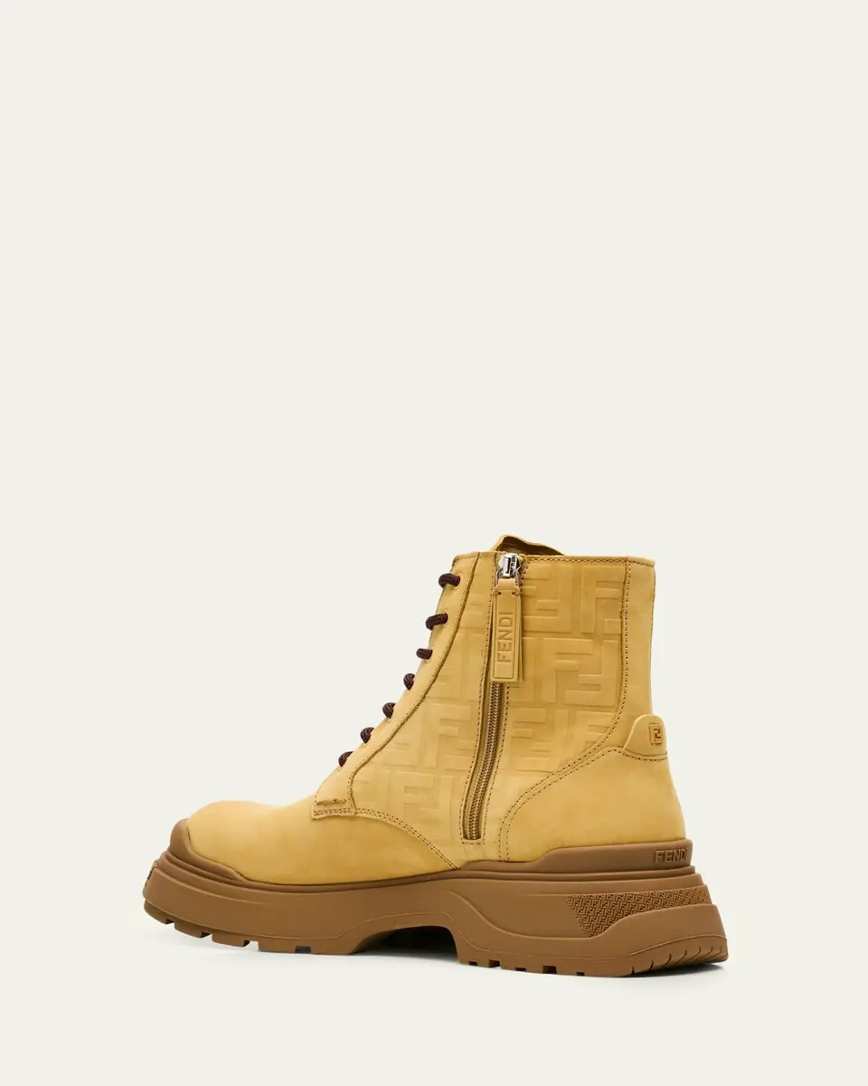 Fendi Men's FF Nubuck Combat Boots | Thumbnail 4 Fendi Men's FF Nubuck Combat Boots | Thumbnail 4