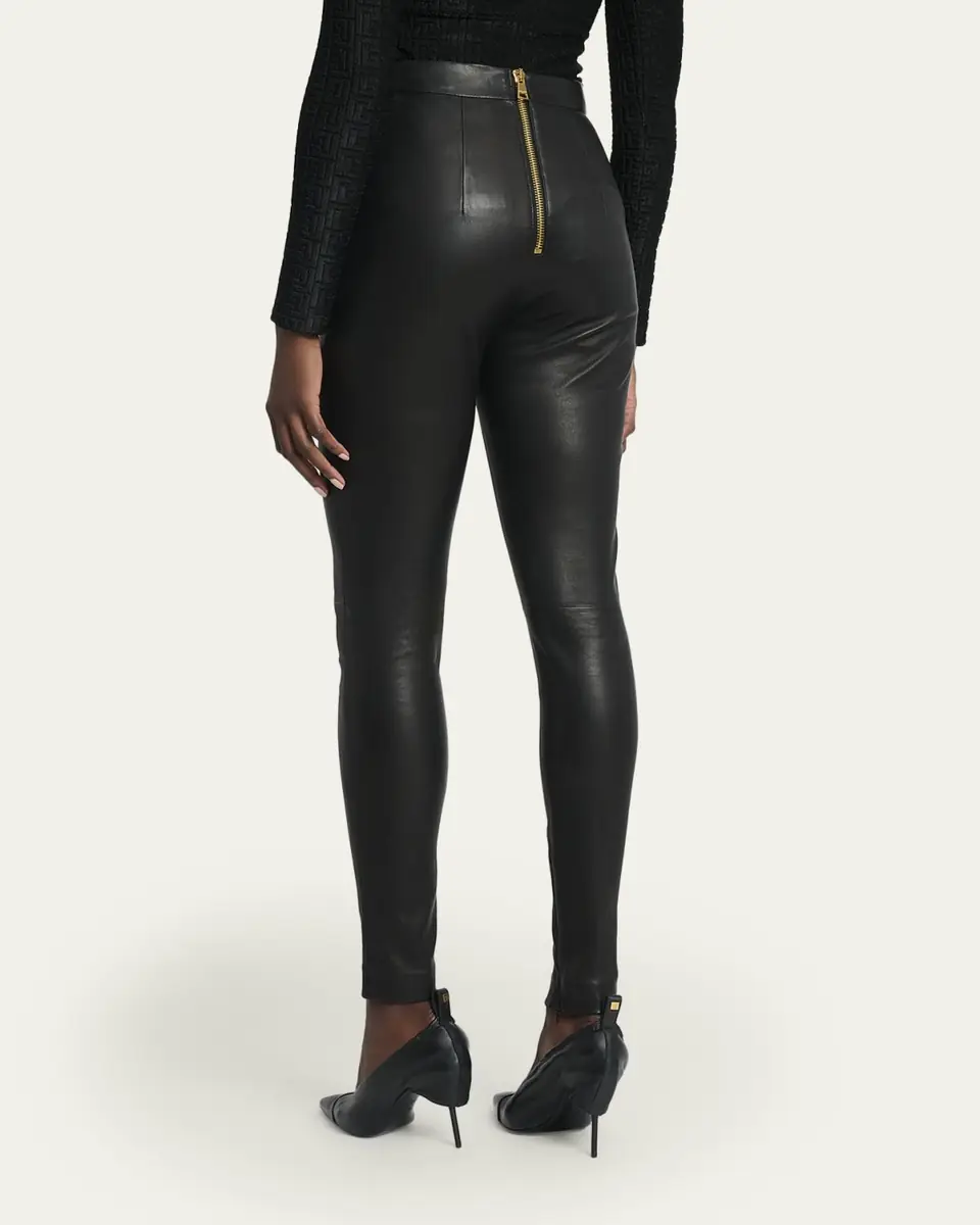 Balmain Zipped Leather Leggings | Thumbnail 3