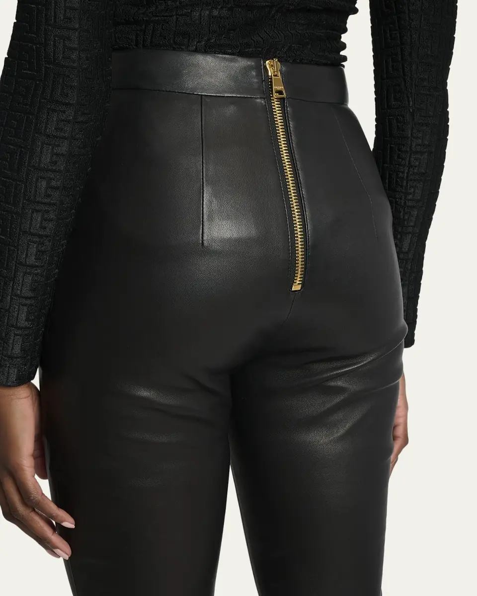 Balmain Zipped Leather Leggings | Thumbnail 5