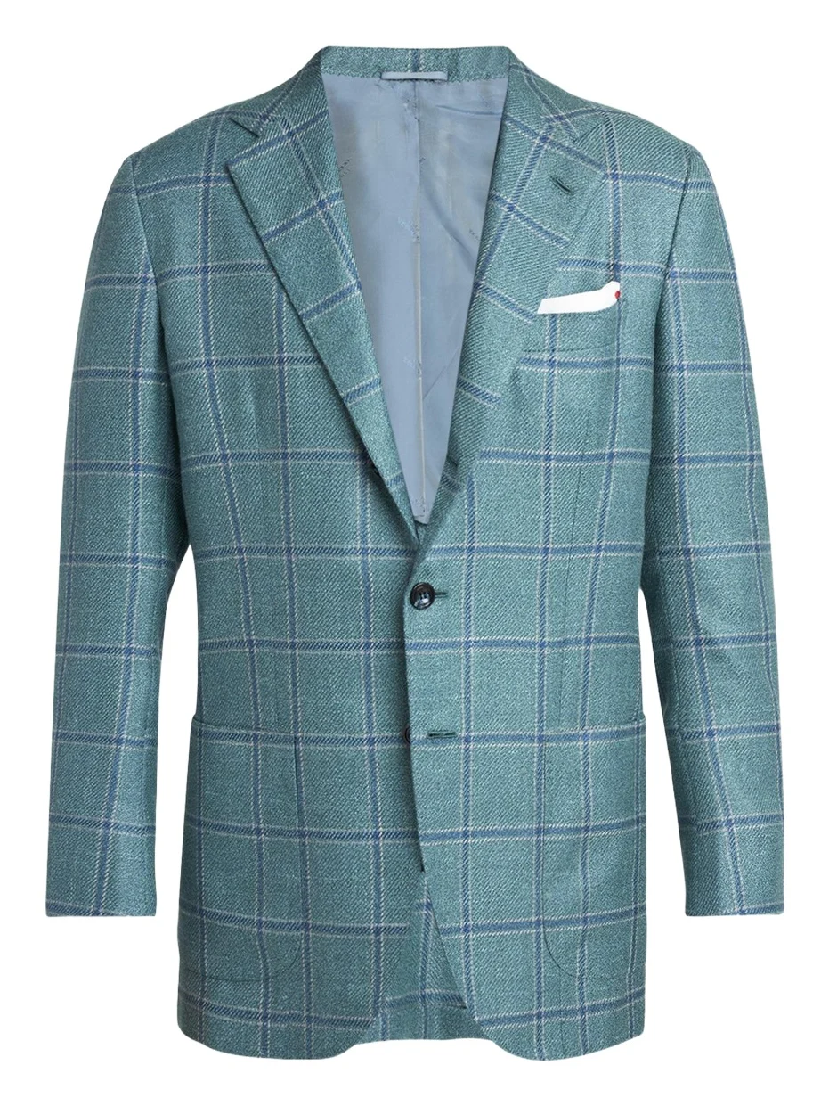 Kiton Men's Windowpane Wool and Cashmere Contemporary-Fit Sport Coat