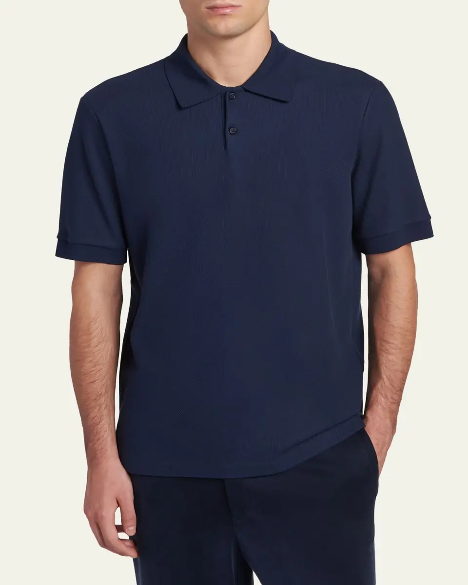 Giorgio Armani Men's Cotton Pique Classic-Fit Polo Shirt | Thumbnail 4 Giorgio Armani Men's Cotton Pique Classic-Fit Polo Shirt | Thumbnail 4