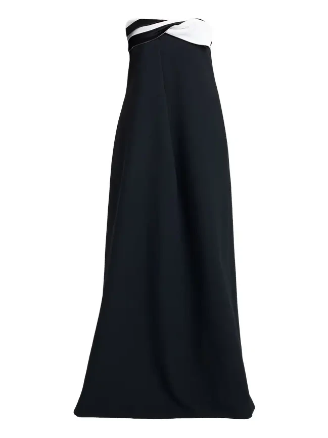 Bicolor Twisted Off-The-Shoulder Satin Gown