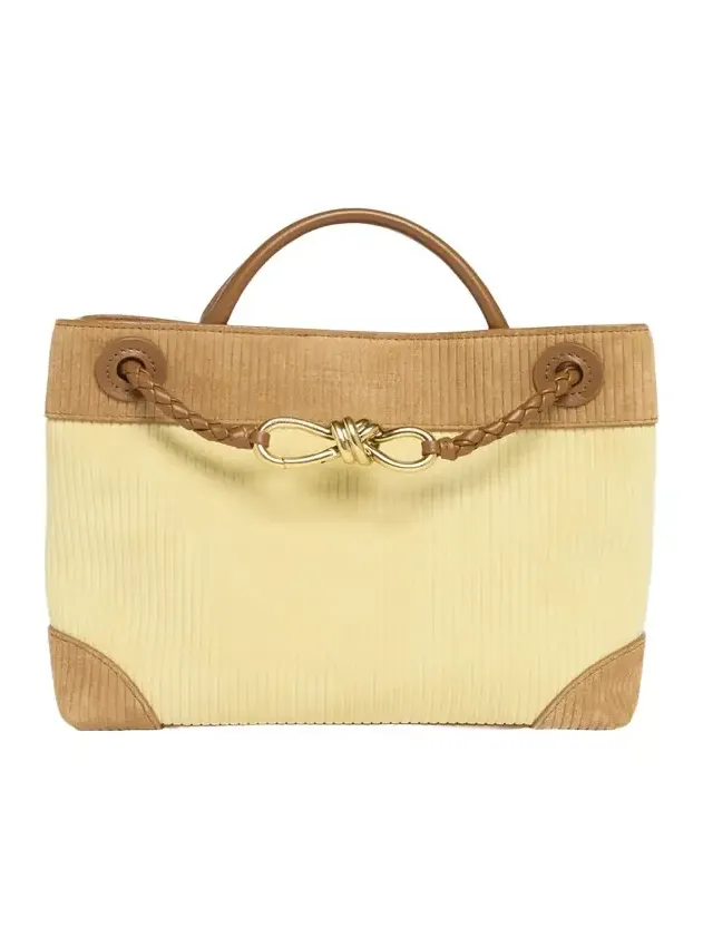 Two-Tone Suede Top-Handle Bag