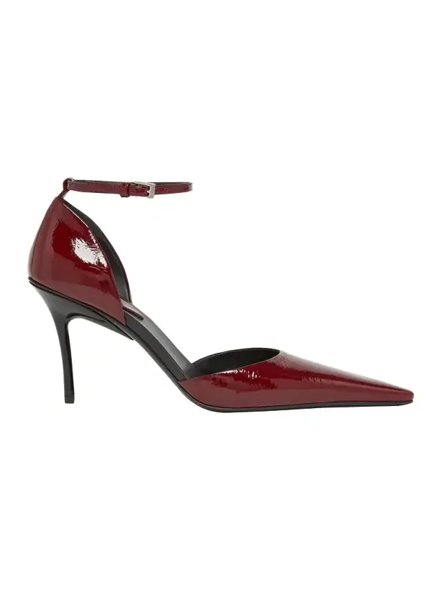90mm d'Orsay Shiny Leather Ankle-Strap Pumps 90mm d'Orsay Shiny Leather Ankle-Strap Pumps