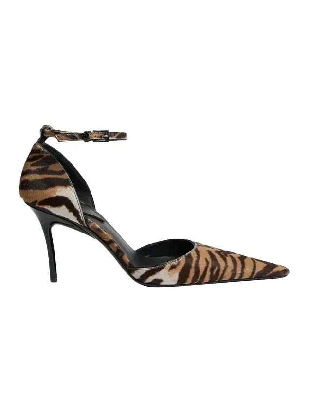 90mm d'Orsay Tiger Calf Hair Ankle-Strap Pumps 90mm d'Orsay Tiger Calf Hair Ankle-Strap Pumps