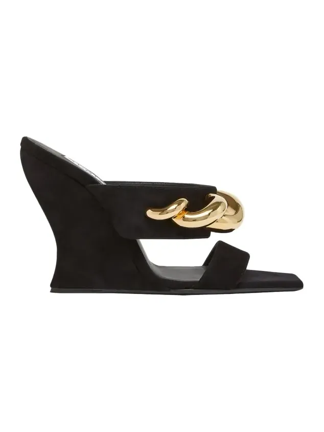 110mm Jewel Suede Wedge Mules