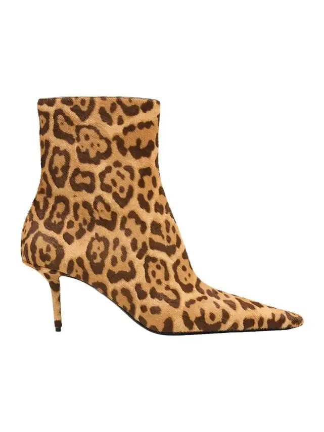 75mm Ashley Leopard Calf Hair Booties