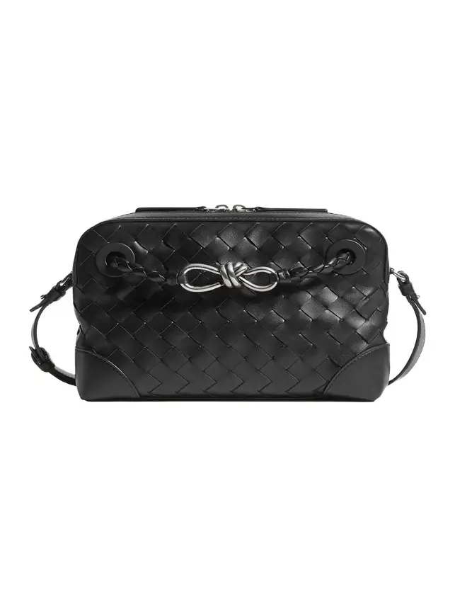 Men's Andiamo Intrecciato Leather Messenger Bag