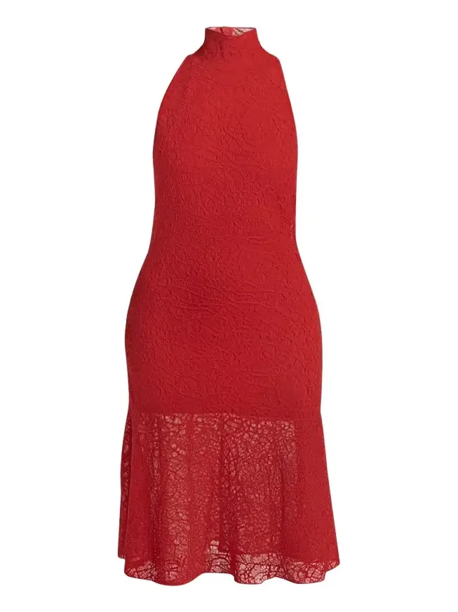 Spider Lace Halter Midi Dress Spider Lace Halter Midi Dress