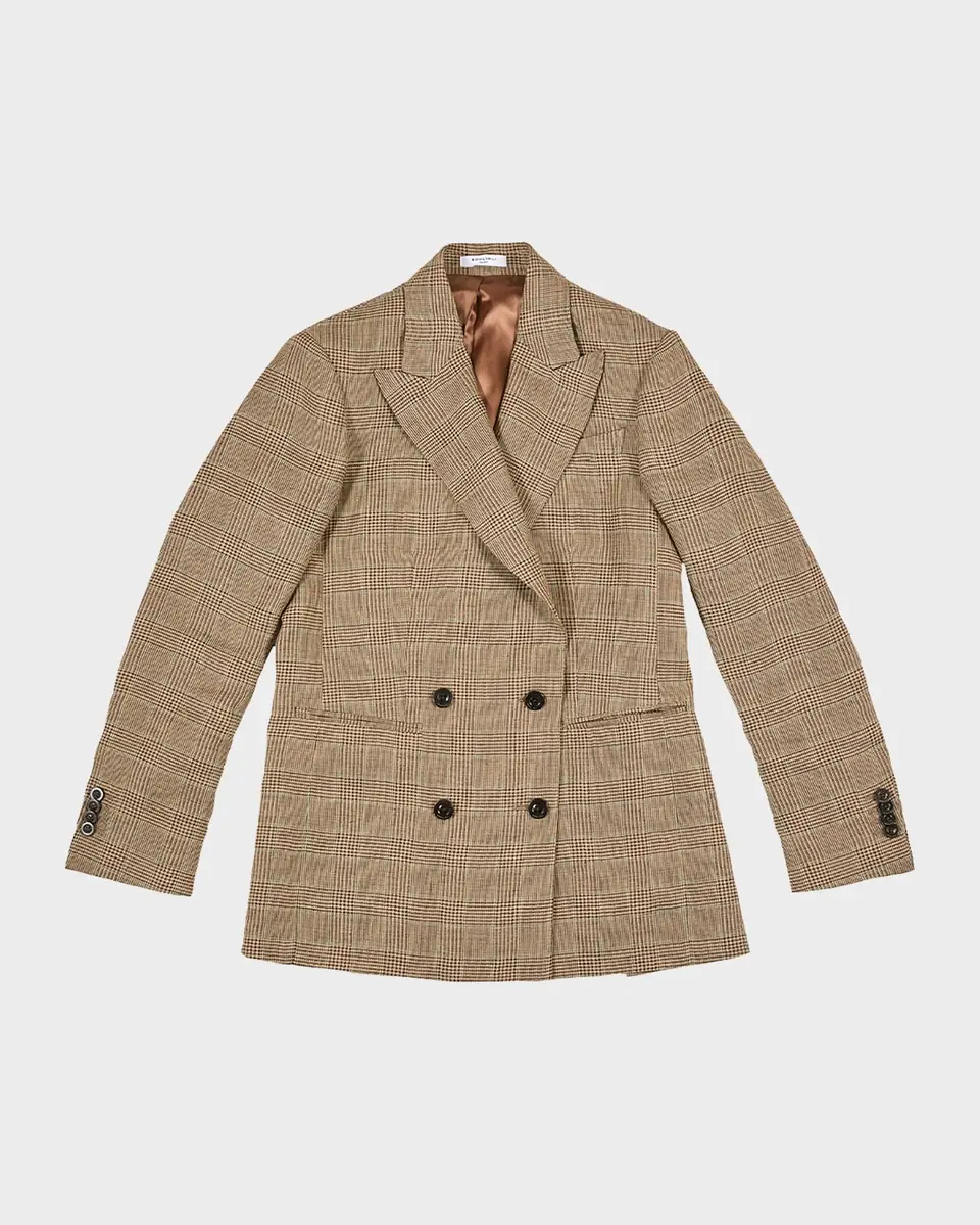Boglioli Men's Linen Prince of Wales Double-Breasted Sport Coat | Thumbnail 2