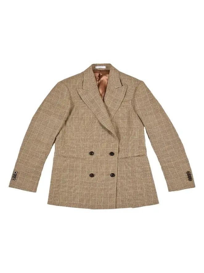 Men's Linen Prince of Wales Double-Breasted Sport Coat