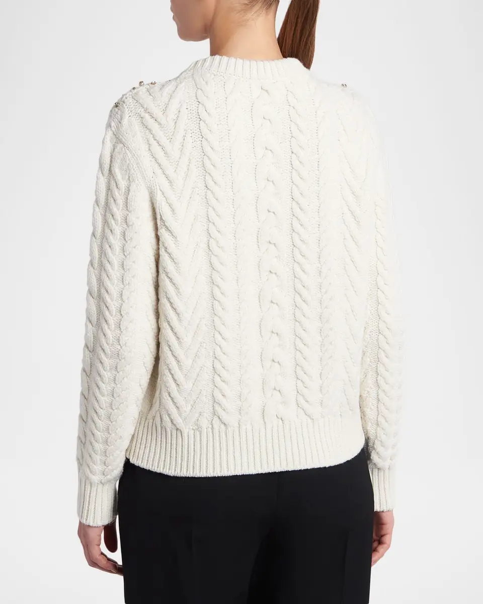 Alexander McQueen Crystal Cashmere Cable Crewneck Sweater | Thumbnail 7