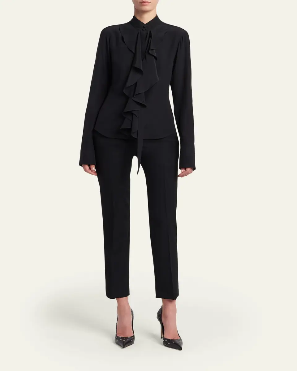 Alexander McQueen Ruffle Crepe De Chine Shirt | Thumbnail 2 Alexander McQueen Ruffle Crepe De Chine Shirt | Thumbnail 2