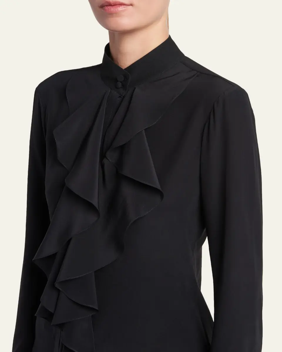 Alexander McQueen Ruffle Crepe De Chine Shirt | Thumbnail 5 Alexander McQueen Ruffle Crepe De Chine Shirt | Thumbnail 5