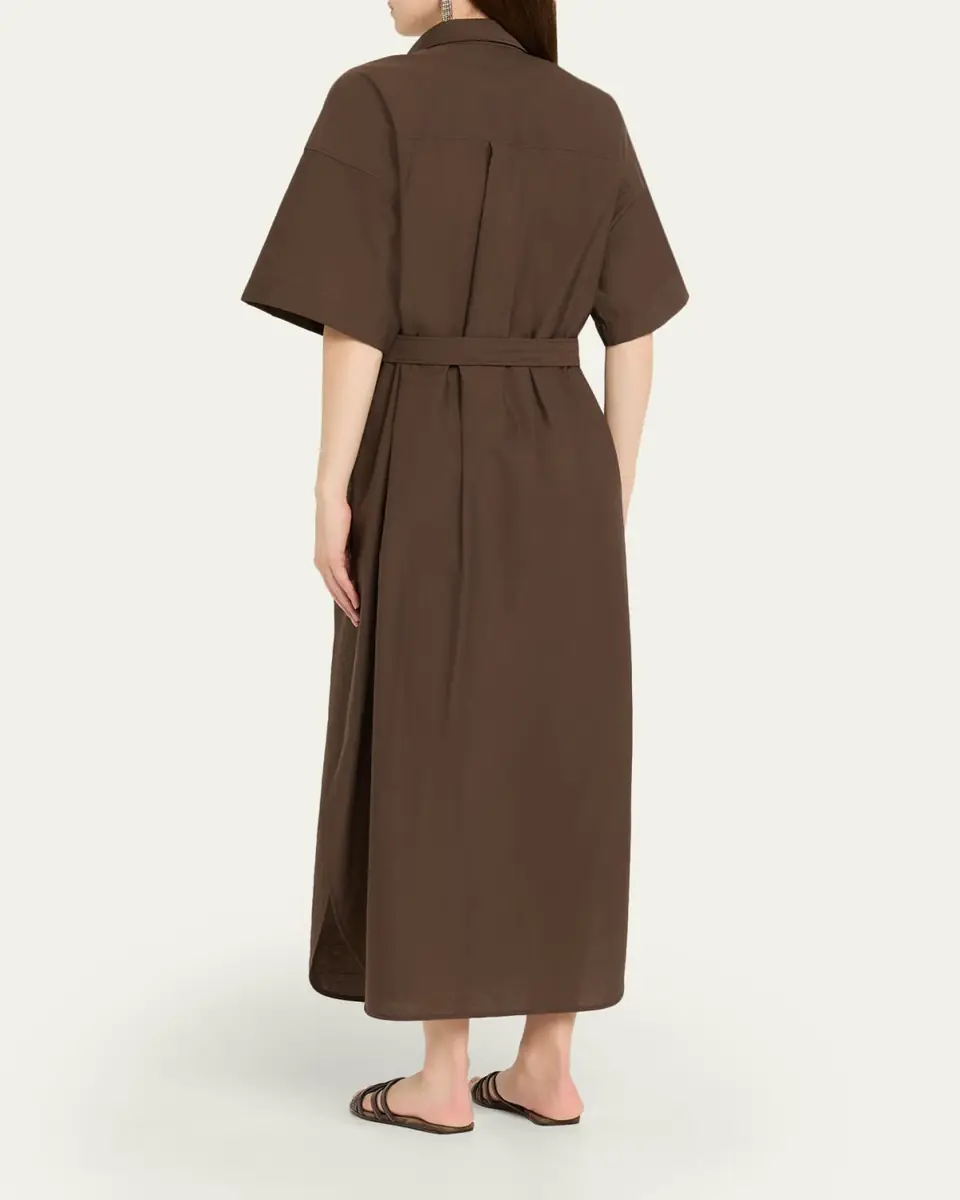 Brunello Cucinelli Sequin Embroidered Cotton Poplin Midi Shirtdress | Thumbnail 3