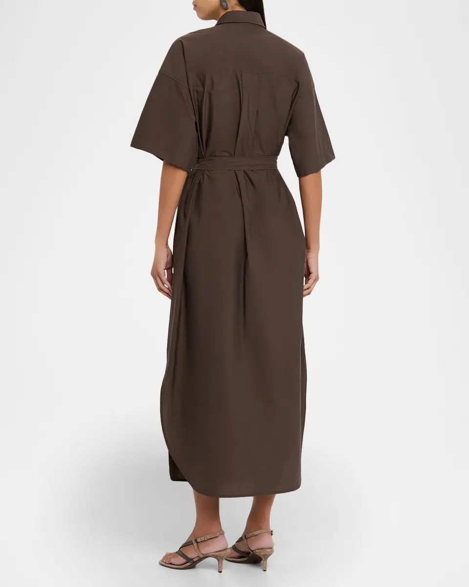 Brunello Cucinelli Sequin Embroidered Cotton Poplin Midi Shirtdress | Thumbnail 7