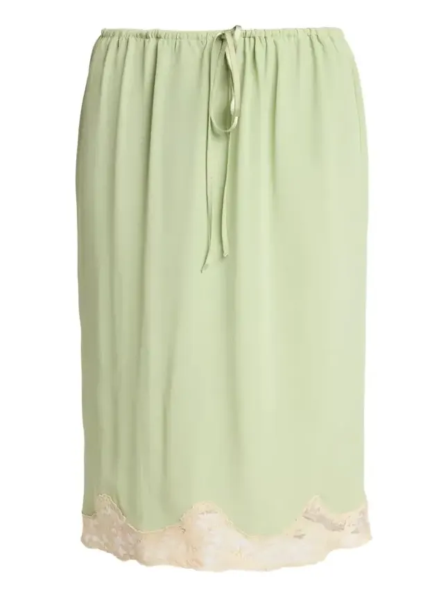 Lace-Trim Silk Midi Skirt Lace-Trim Silk Midi Skirt