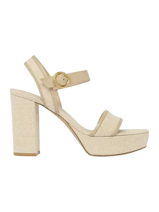 70mm Platform Leather-Trimmed Canvas Sandals 70mm Platform Leather-Trimmed Canvas Sandals