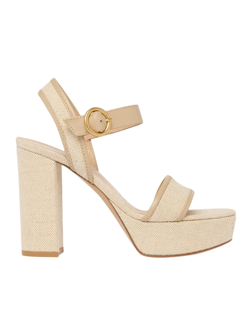 70mm Platform Leather-Trimmed Canvas Sandals 70mm Platform Leather-Trimmed Canvas Sandals