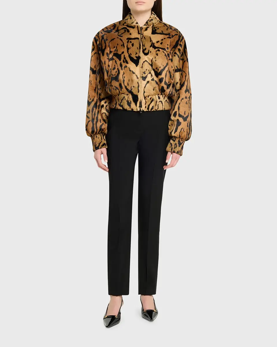 Stella McCartney Cloud Leopard Velvet Bomber Jacket | Thumbnail 6