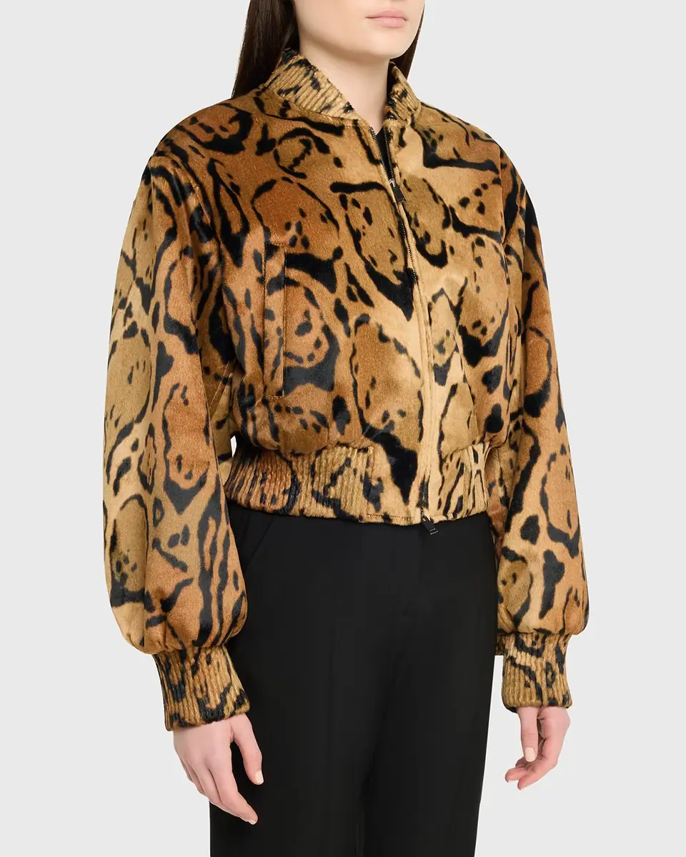 Stella McCartney Cloud Leopard Velvet Bomber Jacket | Thumbnail 8