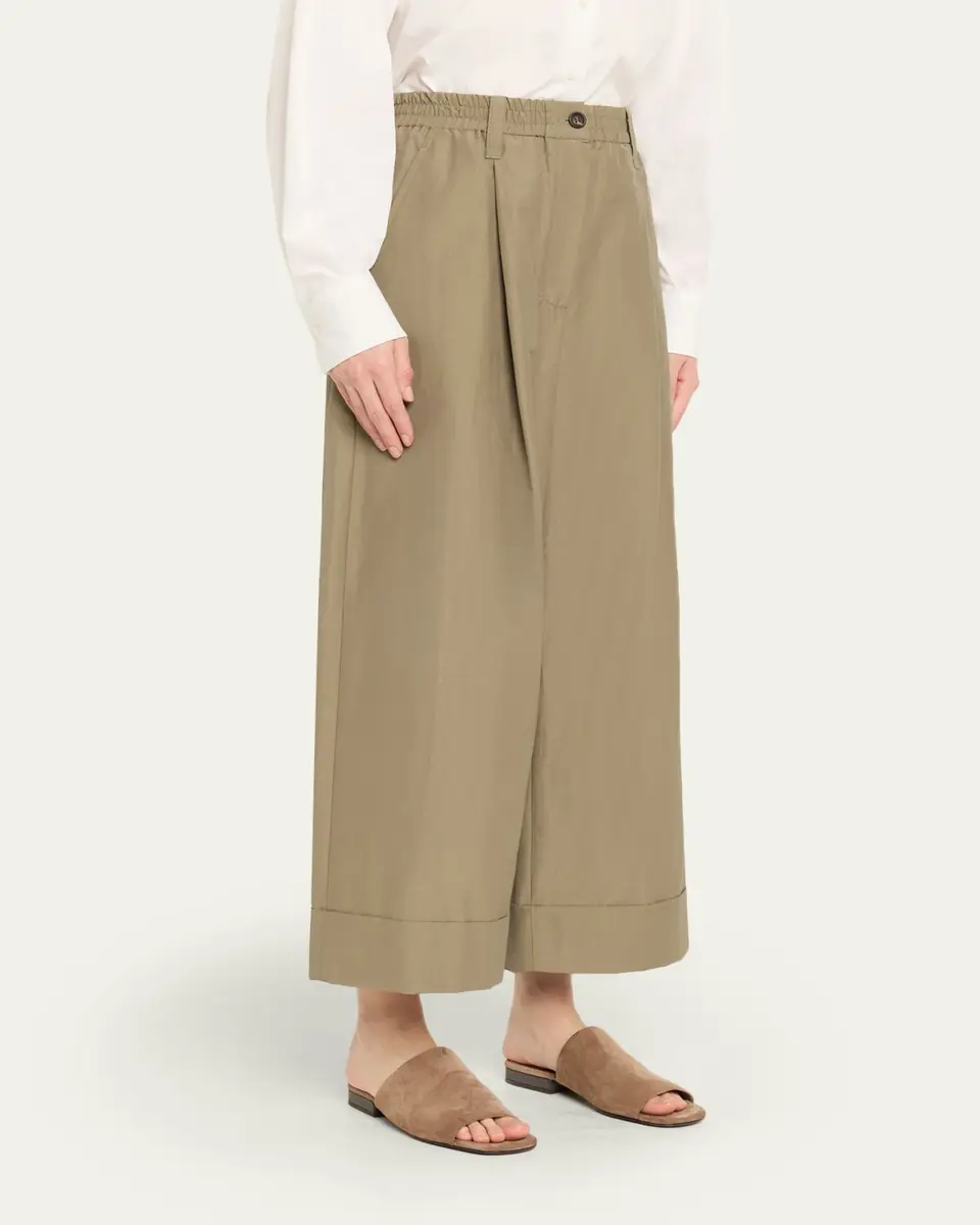 Brunello Cucinelli Lightweight Technical Cotton Wide-Leg Ankle Pants | Thumbnail 4 Brunello Cucinelli Lightweight Technical Cotton Wide-Leg Ankle Pants | Thumbnail 4