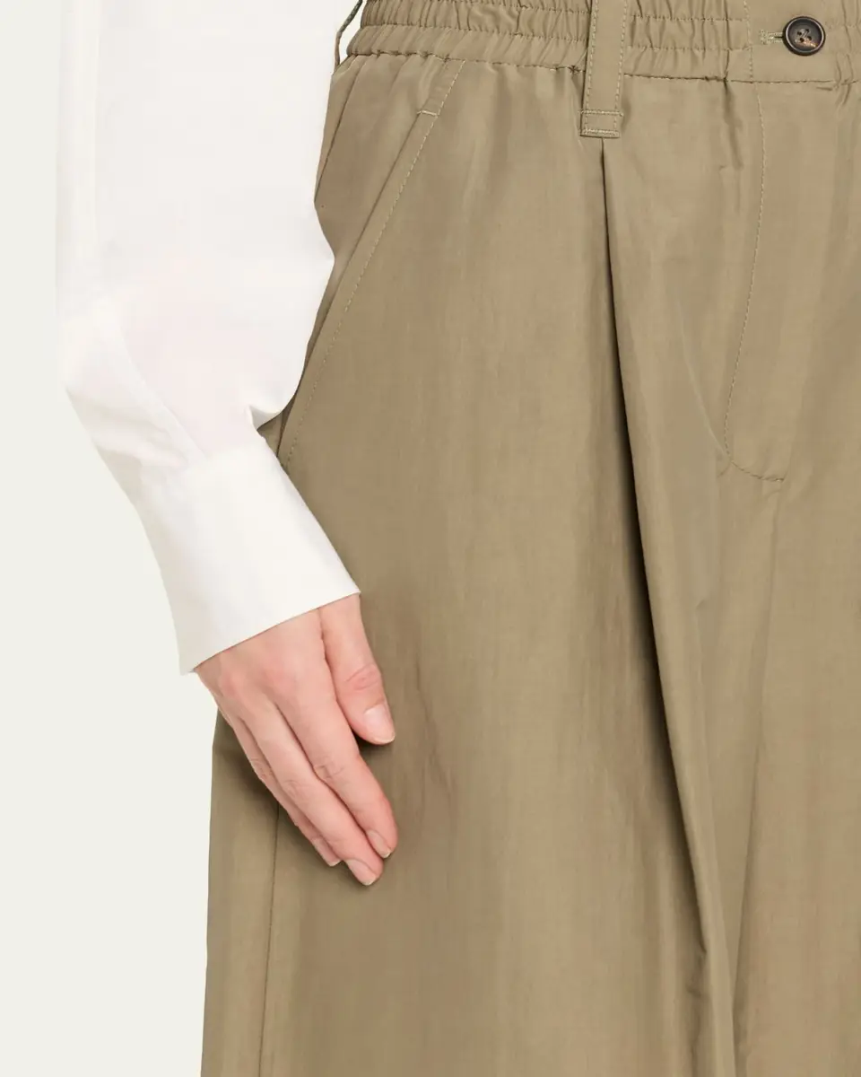 Brunello Cucinelli Lightweight Technical Cotton Wide-Leg Ankle Pants | Thumbnail 5 Brunello Cucinelli Lightweight Technical Cotton Wide-Leg Ankle Pants | Thumbnail 5