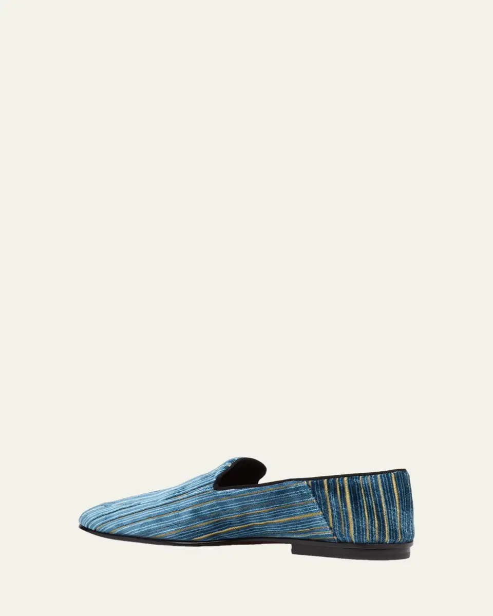 TOM FORD Men's Steven Striped Velvet Formal Loafers | Thumbnail 4 TOM FORD Men's Steven Striped Velvet Formal Loafers | Thumbnail 4