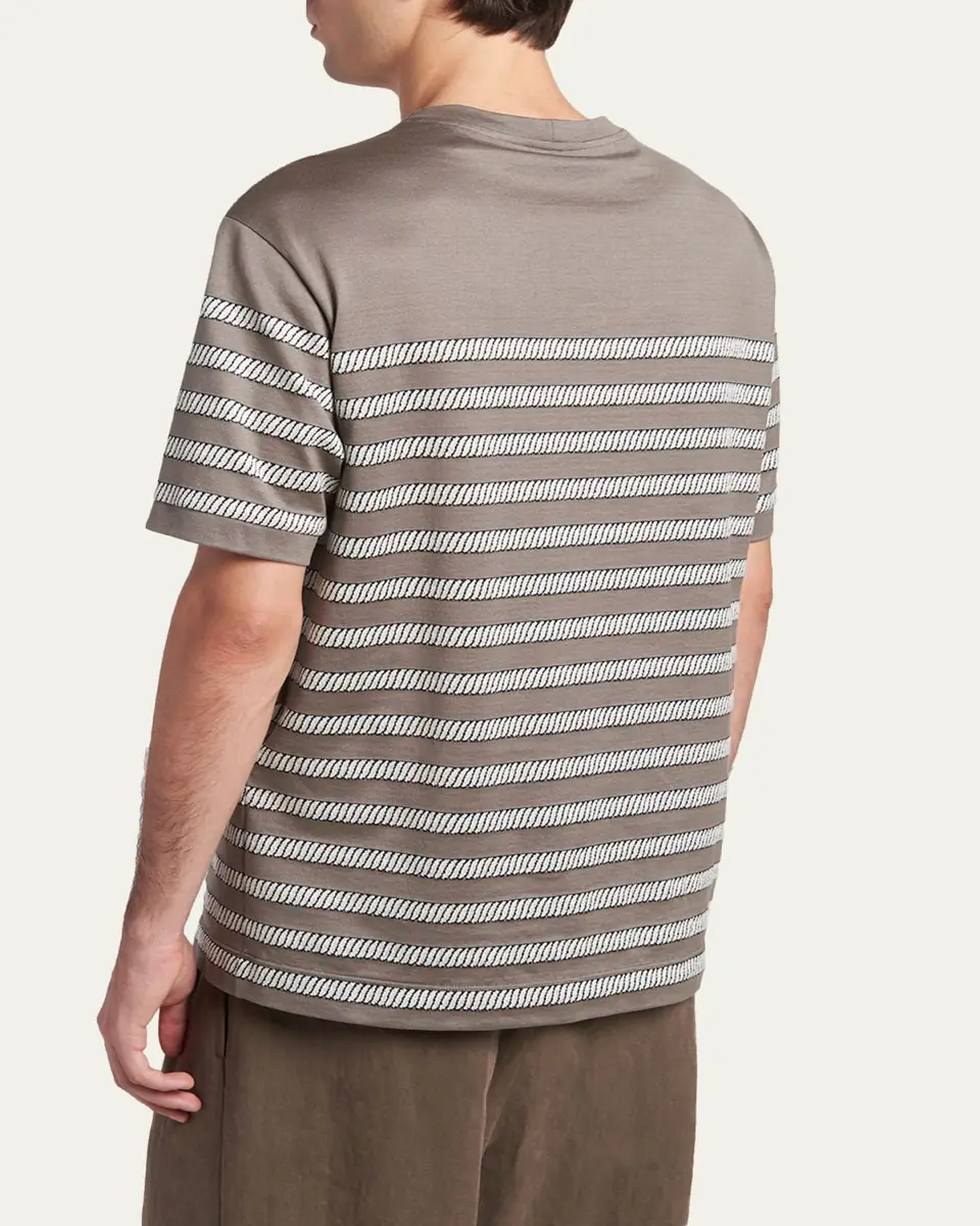 Giorgio Armani Men's Jersey Stripe Crewneck T-Shirt | Thumbnail 3 Giorgio Armani Men's Jersey Stripe Crewneck T-Shirt | Thumbnail 3