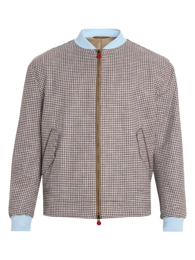 Men's Houndstooth Check Wool and Silk Blouson