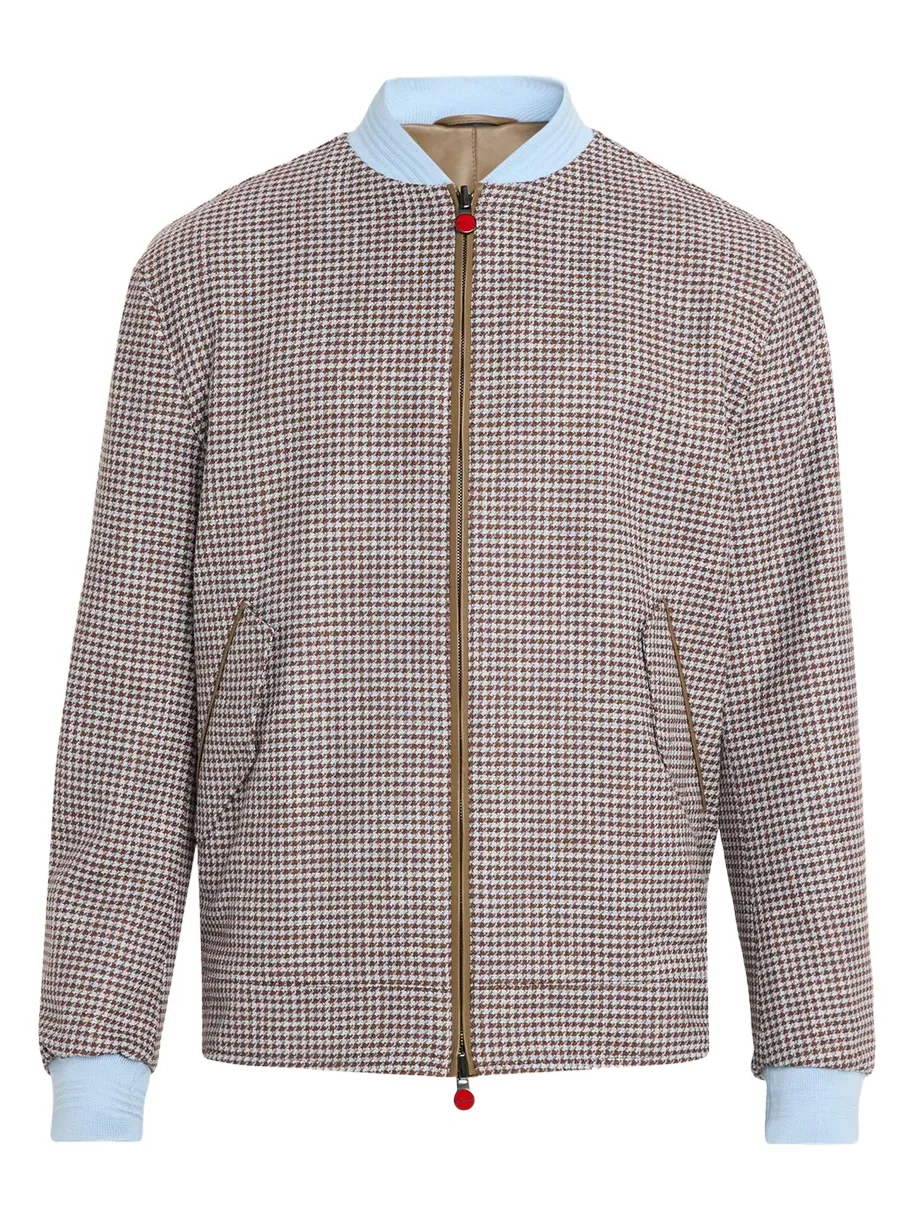 Kiton Men's Houndstooth Check Wool and Silk Blouson