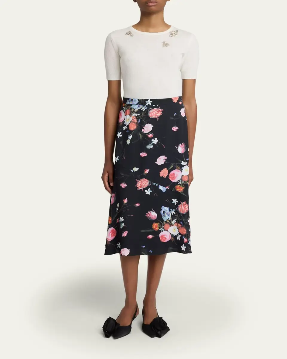 Erdem Floral-Print Crepe A-Line Midi Skirt | Thumbnail 2 Erdem Floral-Print Crepe A-Line Midi Skirt | Thumbnail 2