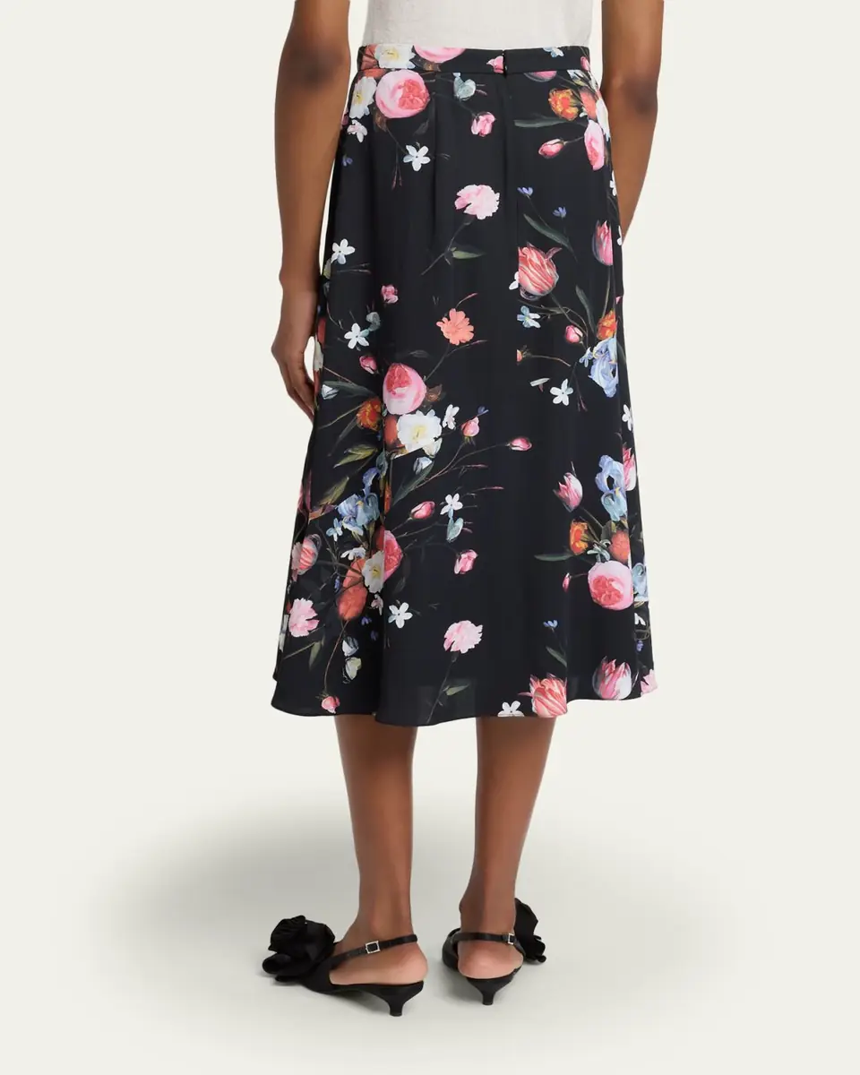 Erdem Floral-Print Crepe A-Line Midi Skirt | Thumbnail 3 Erdem Floral-Print Crepe A-Line Midi Skirt | Thumbnail 3