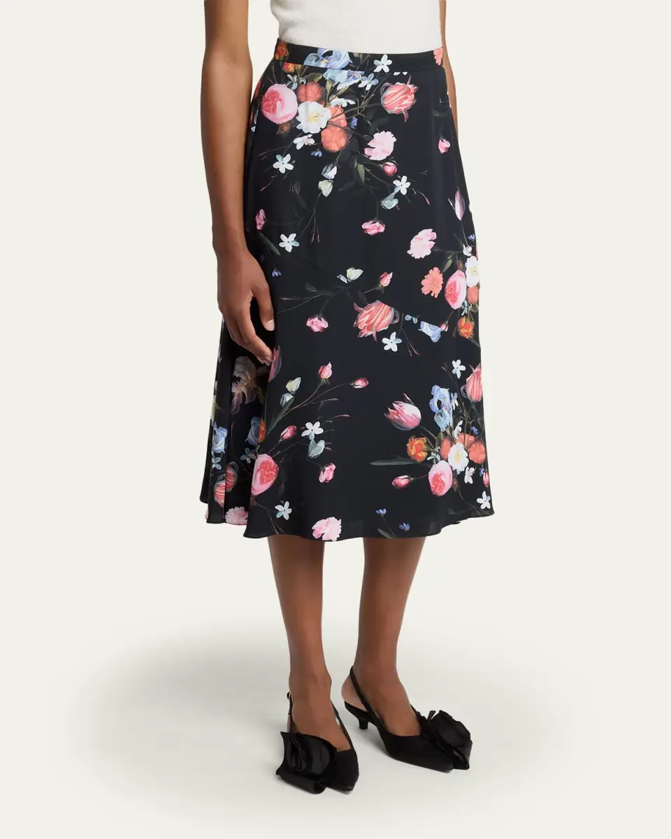 Erdem Floral-Print Crepe A-Line Midi Skirt | Thumbnail 4 Erdem Floral-Print Crepe A-Line Midi Skirt | Thumbnail 4