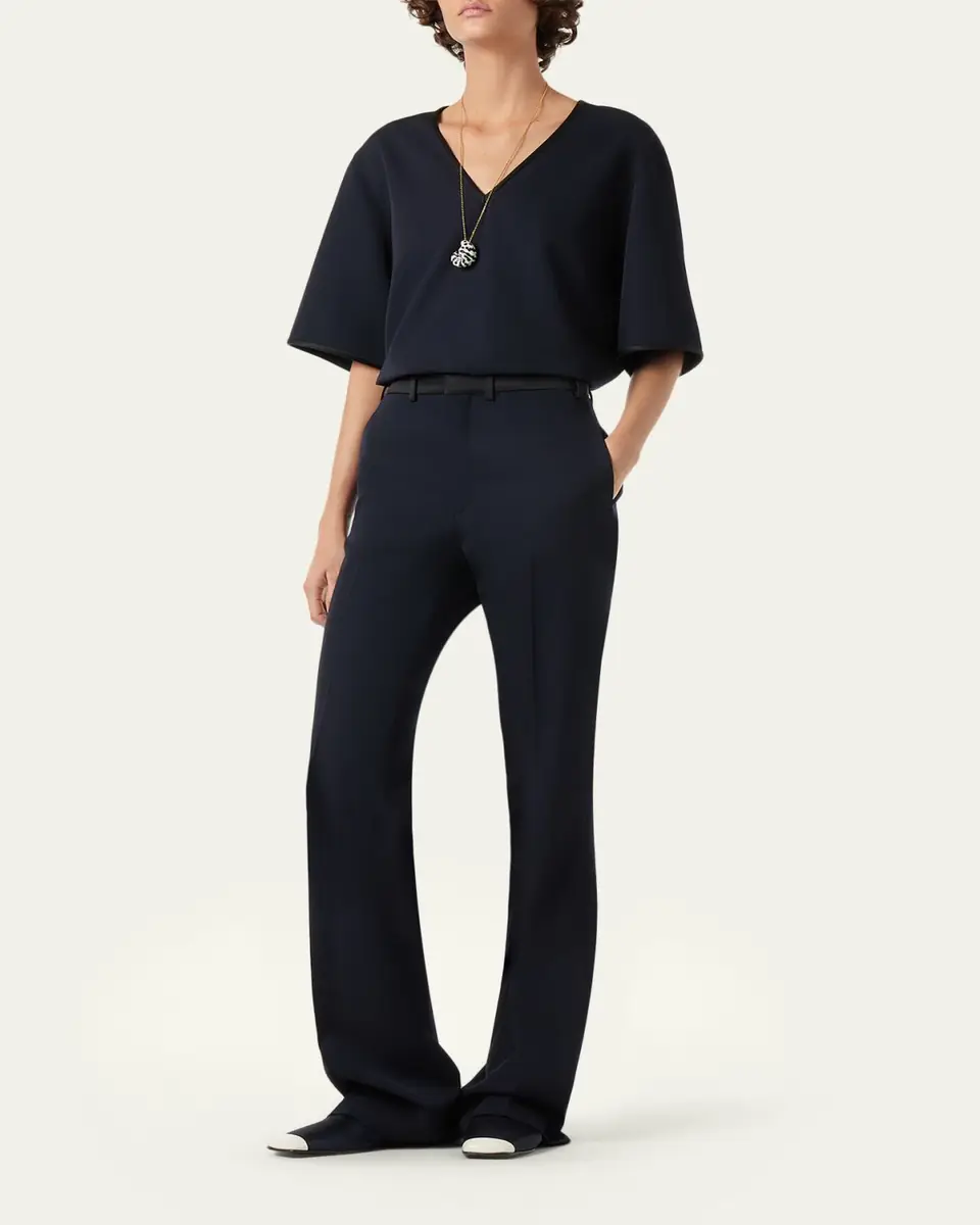 Loro Piana Kendrik Contrast-Waistband Bootcut-Leg Trousers | Thumbnail 2 Loro Piana Kendrik Contrast-Waistband Bootcut-Leg Trousers | Thumbnail 2