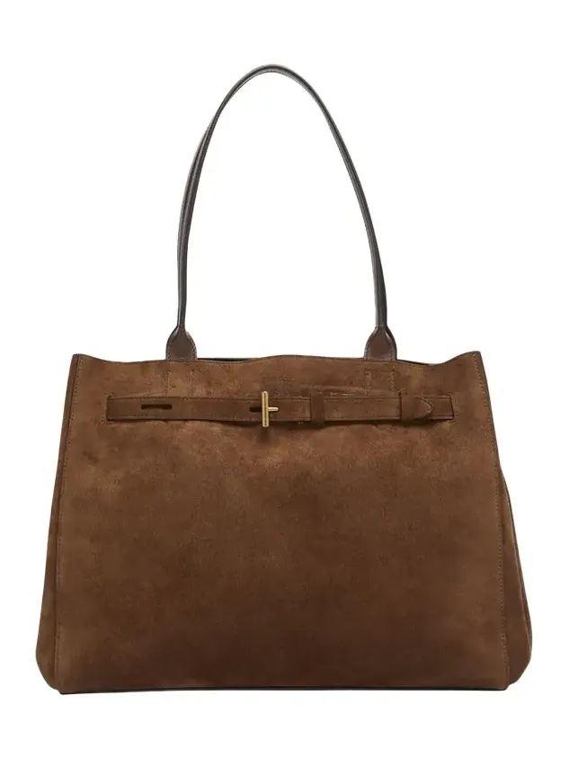 Belted T-Buckle Suede Tote Bag Belted T-Buckle Suede Tote Bag