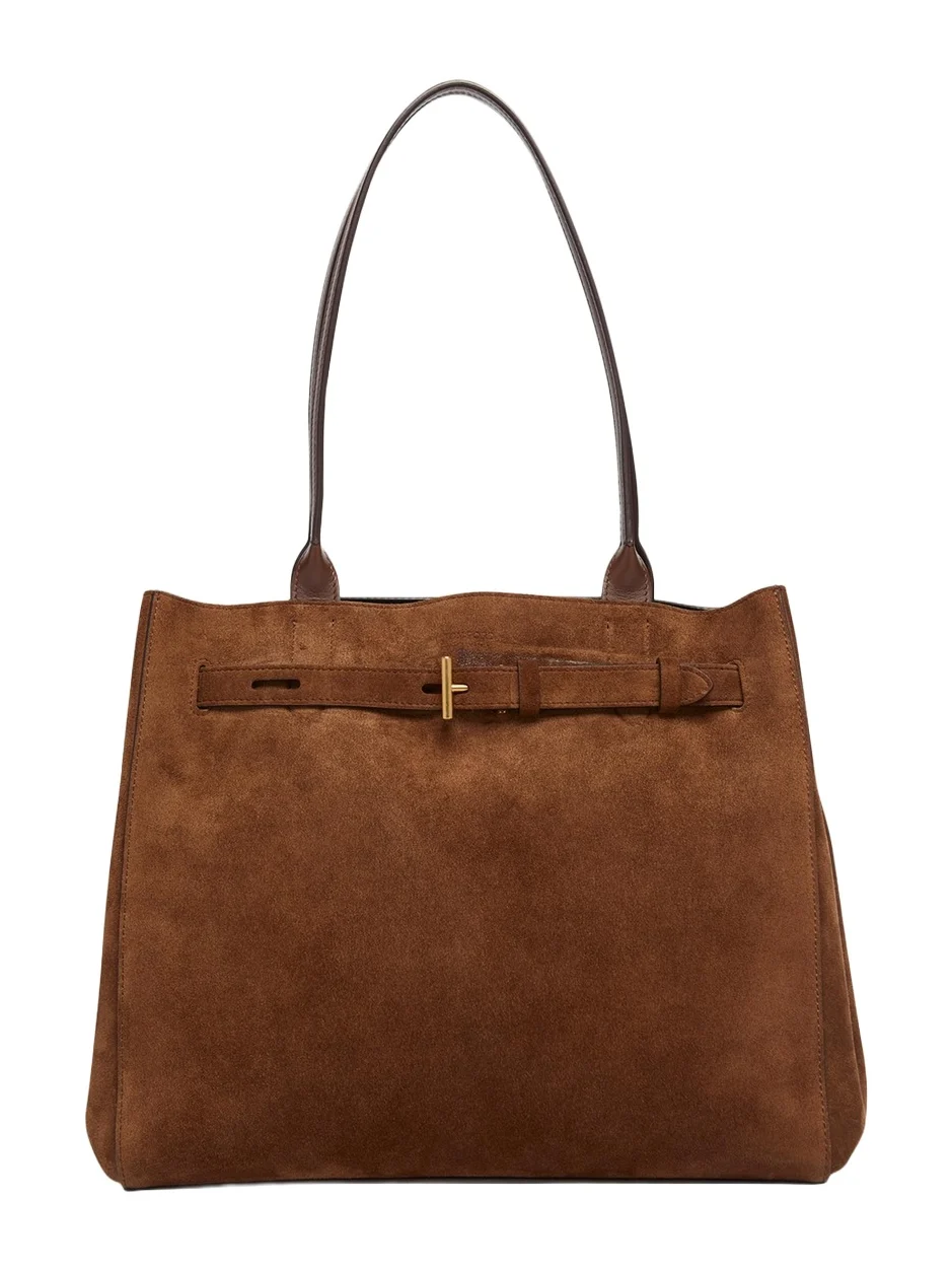 Belted T-Buckle Suede Tote Bag Belted T-Buckle Suede Tote Bag